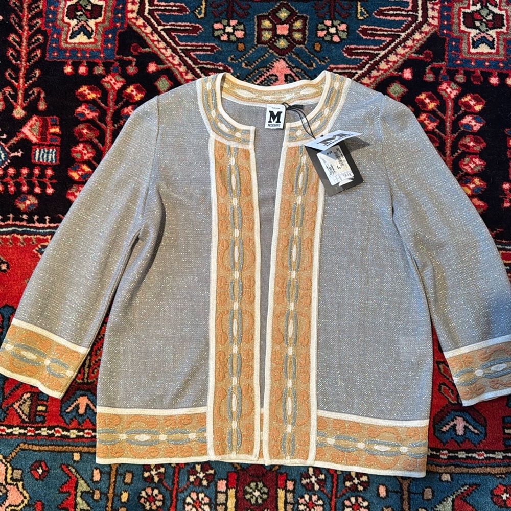 M Missoni Gray and Gold Cardigan